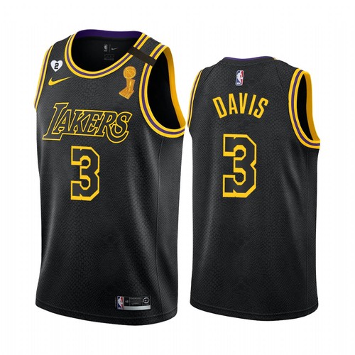 Men's Los Angeles Lakers #3 Anthony Davis 2020 Black NBA Finals Champions With Gigi Patch Mamba Stitched Jersey